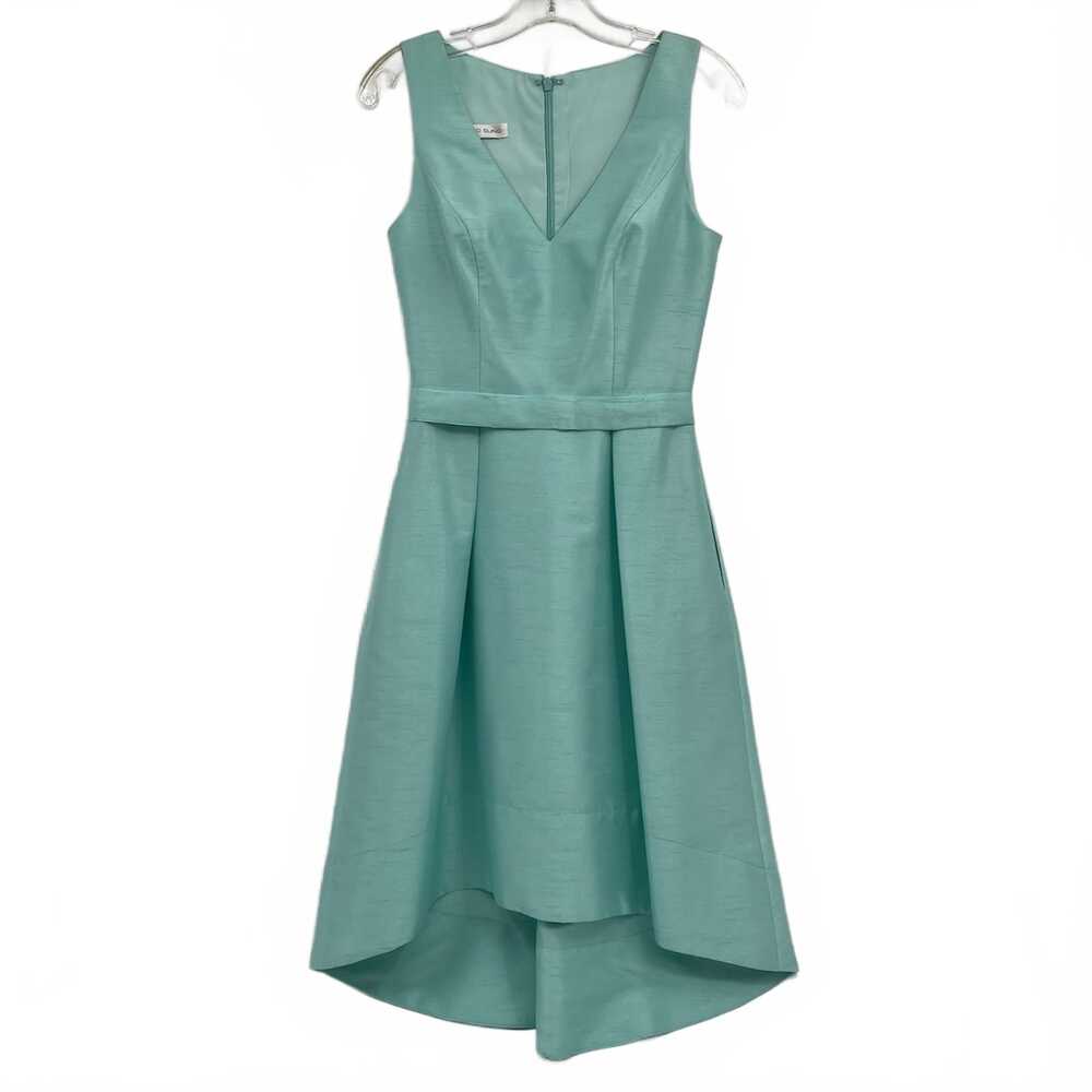 Alfred Sung Aqua Blue Belted High Low Midi Dress | One Size OS